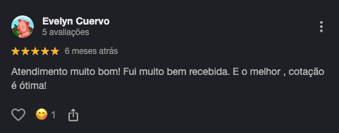 Avaliação 5 estrelas no Google de Evelyn Cuervo sobre a Multimetais