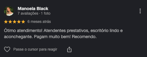 Avaliação 5 estrelas no Google de Manoela Black sobre a Multimetais