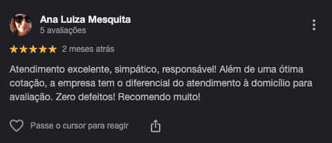 Avaliação 5 estrelas no Google de Ana Luiza Mesquita sobre a Multimetais